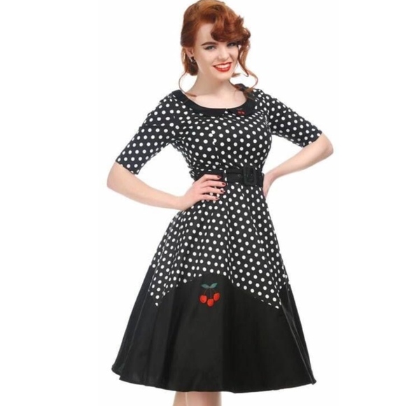 *NWT* Collectif Cherry Polka Dot Doll Dress - Picture 8 of 8